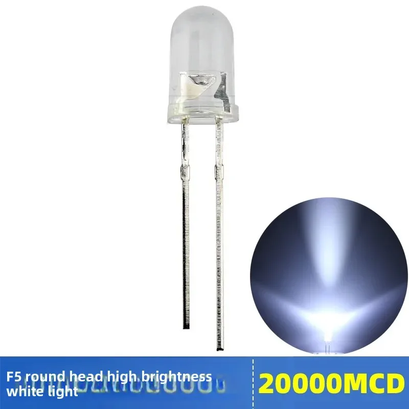 LED lamp bead ultra bright 5mm round head plug-in LED 20000mcd White light F5 Light-Emitting diode (100Pcs/lot)
LED lamp bead ultra bright 5mm round head plug-in LED 20000mcd White light F5 Light-Emitting diode (100Pcs/lot)