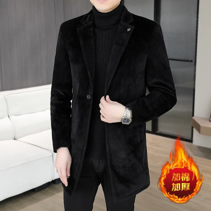 Men's fashionable and cool golden mink woolen trench coat with cotton High-quality winter new style mid-length solid color
Men's fashionable and cool golden mink woolen trench coat with cotton High-quality winter new style mid-length solid color