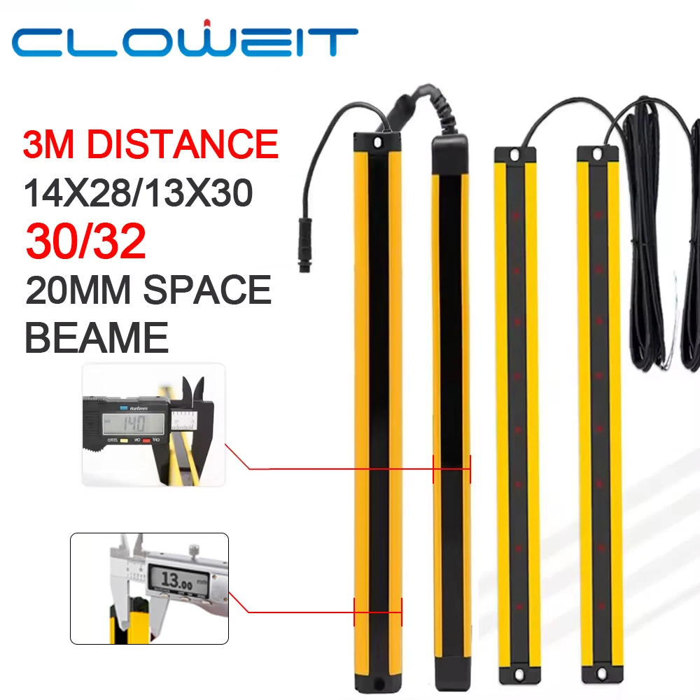 Cloweit 14X28 Защитные световые шторы RC/H2030/2032 0,2-3 м Расстояние обнаружения Супертонкая решетка защиты устройства для узкого пространства
Cloweit 14X28 Защитные световые шторы RC/H2030/2032 0,2-3 м Расстояние обнаружения Супертонкая решетка защиты устройства для узкого пространства
