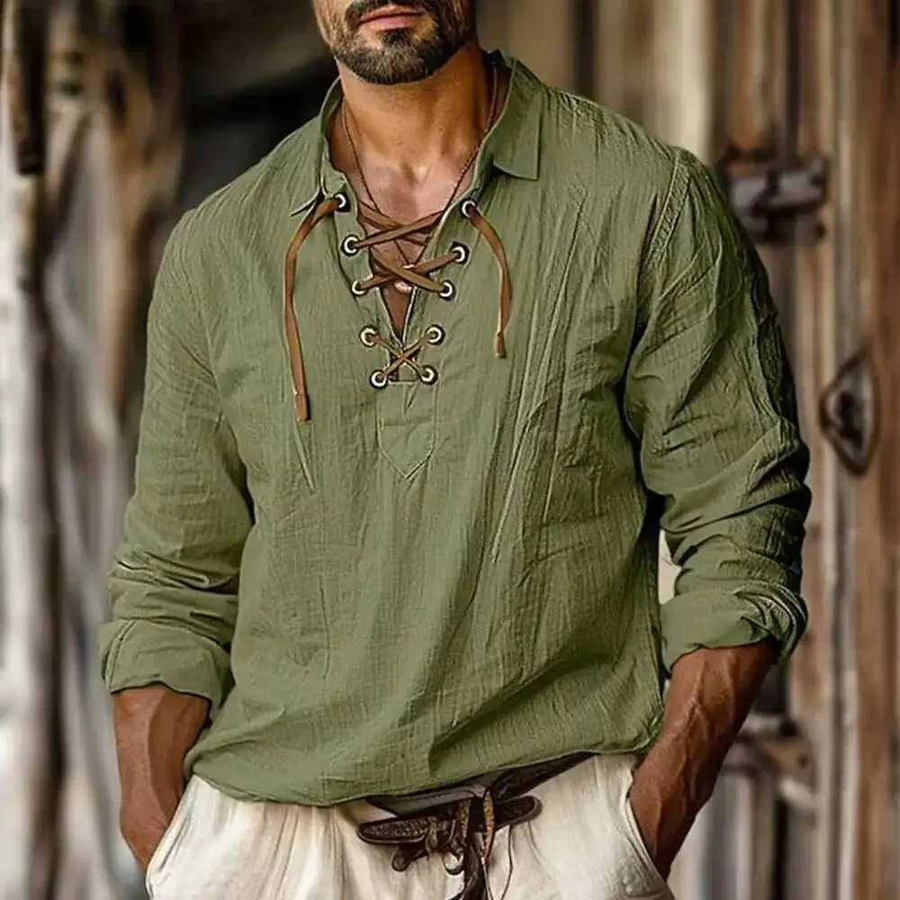 Men's Cotton Linen Shirts Long Sleeved Lace Up V Neck Casual Blouse Spring Summer Tees Tops Breathable Vintage Clothing
Men's Cotton Linen Shirts Long Sleeved Lace Up V Neck Casual Blouse Spring Summer Tees Tops Breathable Vintage Clothing