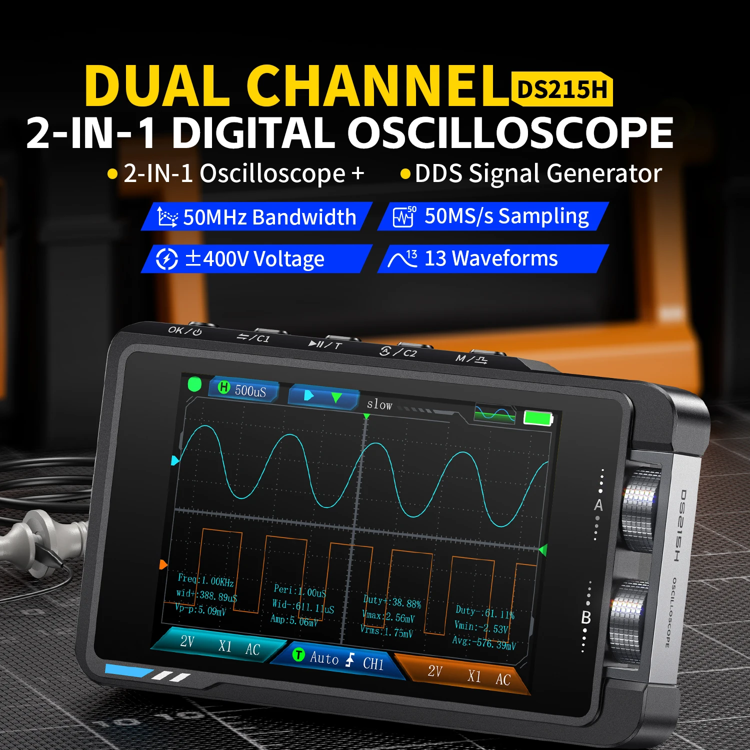 FNIRSI DS215H, 2 in 1 Electronic Repair tool, Supports 8 languages, Digital Professional Instrument
FNIRSI DS215H, 2 in 1 Electronic Repair tool, Supports 8 languages, Digital Professional Instrument