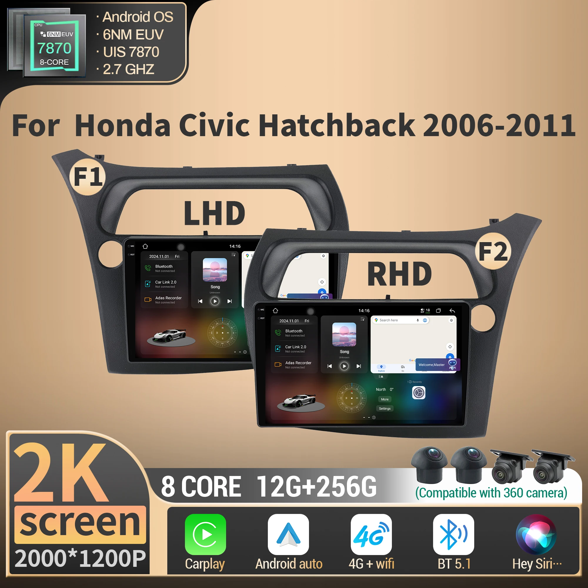 For Honda Civic Hatchback 2006-2011 Car Radio Multimedia Navigation GPS Wireless Android BT CarPlay 4G CPU 7870 2K QLED Screen
For Honda Civic Hatchback 2006-2011 Car Radio Multimedia Navigation GPS Wireless Android BT CarPlay 4G CPU 7870 2K QLED Screen