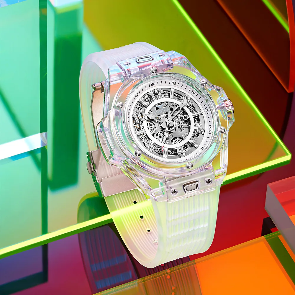 Men's Mechanical Watch Fashionable Sports Style Hollowed Out Waterproof Watches Transparent Case Personalized Wrist Watch
Men's Mechanical Watch Fashionable Sports Style Hollowed Out Waterproof Watches Transparent Case Personalized Wrist Watch