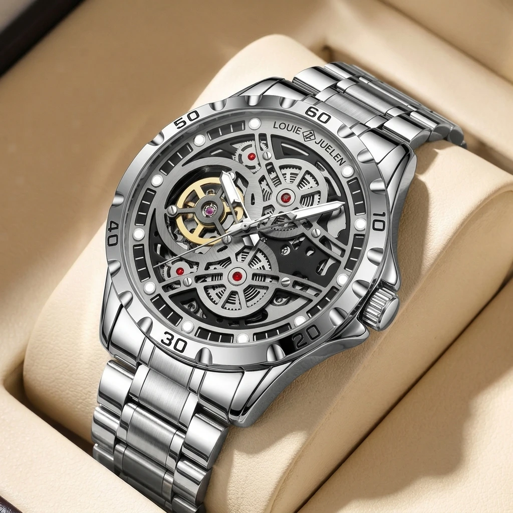 1pc Men's Hollow Mechanical Watch with Metal Strap, Trendy, Simple, Atmospheric Exquisite Wristwatch
1pc Men's Hollow Mechanical Watch with Metal Strap, Trendy, Simple, Atmospheric Exquisite Wristwatch