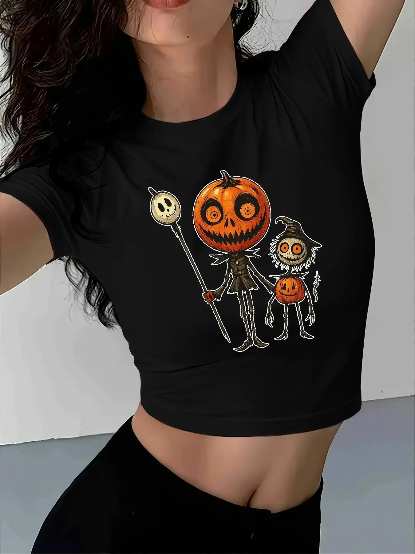 Модный наряд для вечеринки, повседневный осенний костюм, женская футболка на Хэллоуин, милый дизайн ведьмы в виде тыквы и одежды Y2k, укороченные топы, футболки
Модный наряд для вечеринки, повседневный осенний костюм, женская футболка на Хэллоуин, милый дизайн ведьмы в виде тыквы и одежды Y2k, укороченные топы, футболки