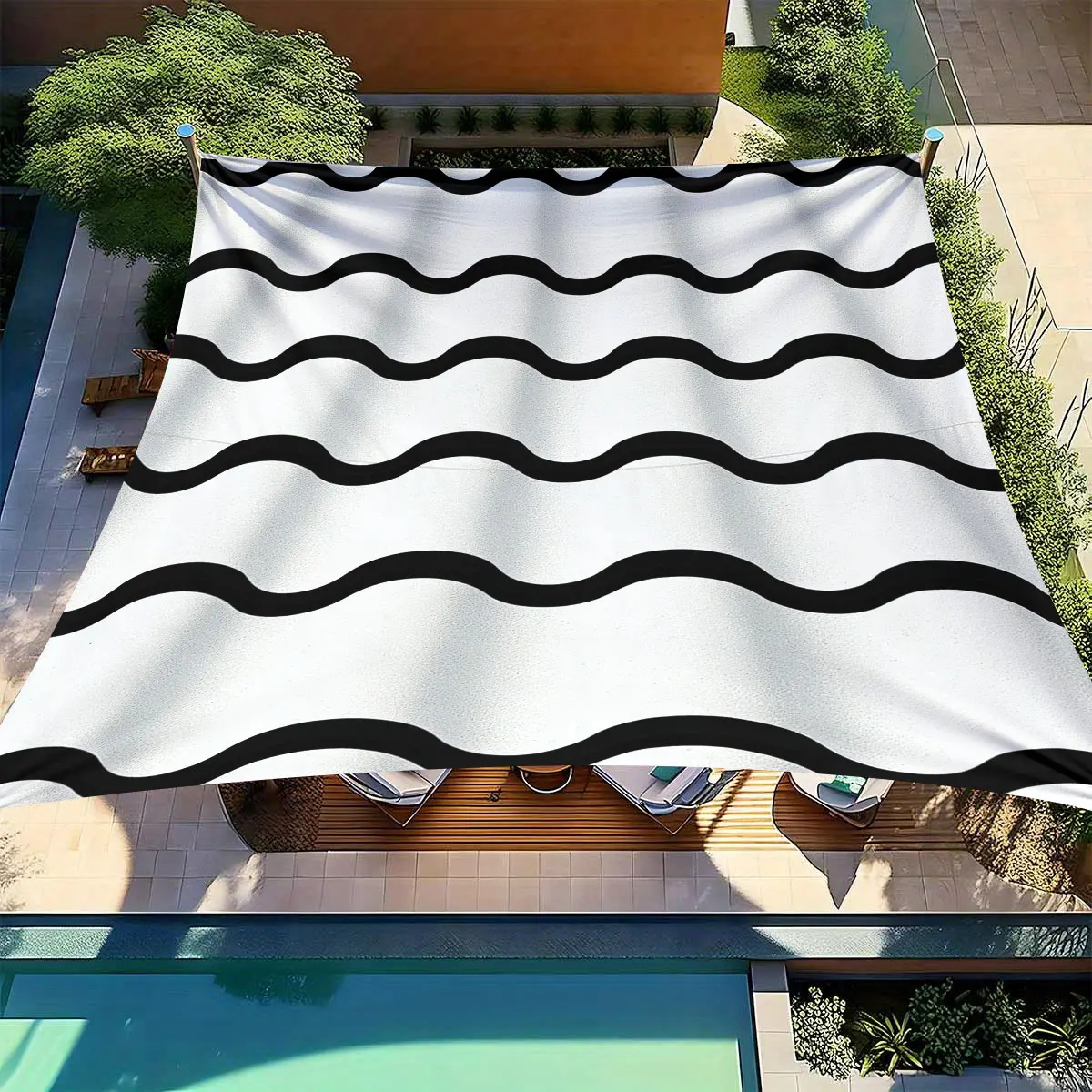 1-Piece Black Wavy Line Pattern Outdoor Awning and Beach Shade-Textured ripple design, UV protection, easy to install and sto
1-Piece Black Wavy Line Pattern Outdoor Awning and Beach Shade-Textured ripple design, UV protection, easy to install and sto
