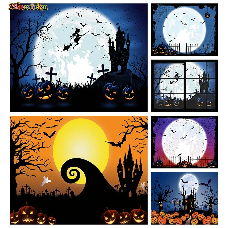 Mocsicka Halloween Decoration Photography Background Moonlight Wizard Pumpkin Lantern Castle Crow Tree Tomb Photo Backdrop Props
Mocsicka Halloween Decoration Photography Background Moonlight Wizard Pumpkin Lantern Castle Crow Tree Tomb Photo Backdrop Props