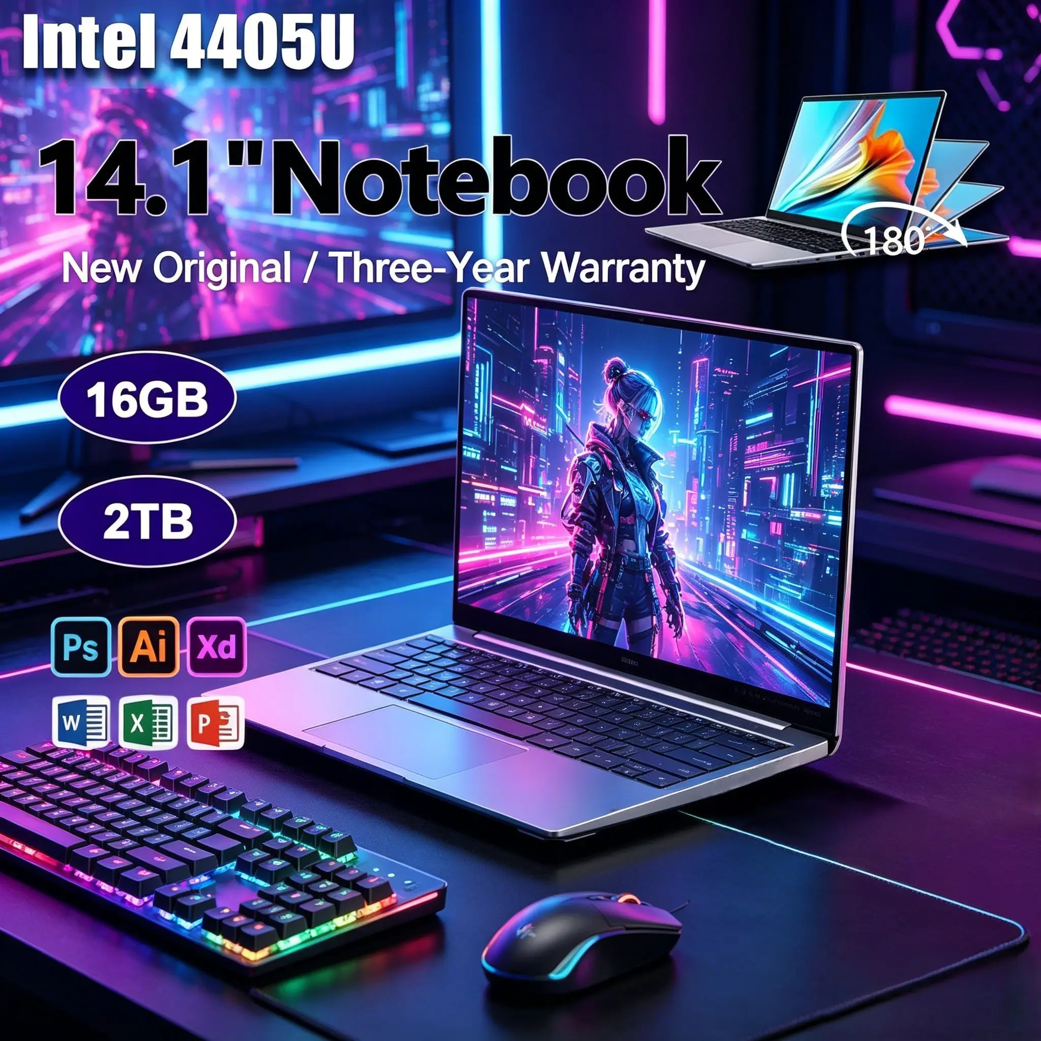 2026 New Lightweight 14.1 Inch Office Laptop with Intel 4405U CPU & Win11, Ample 32GB DDR4 Memory Paired with Durable 2TB SSD St
2026 New Lightweight 14.1 Inch Office Laptop with Intel 4405U CPU & Win11, Ample 32GB DDR4 Memory Paired with Durable 2TB SSD St