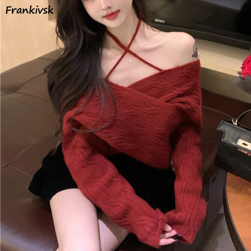 Solid Sweaters Women Slim Long Sleeve Hotsweet Spring Autumn Halter Cropped Korean Style Streetwear Aesthetic Temperament Trendy
Solid Sweaters Women Slim Long Sleeve Hotsweet Spring Autumn Halter Cropped Korean Style Streetwear Aesthetic Temperament Trendy