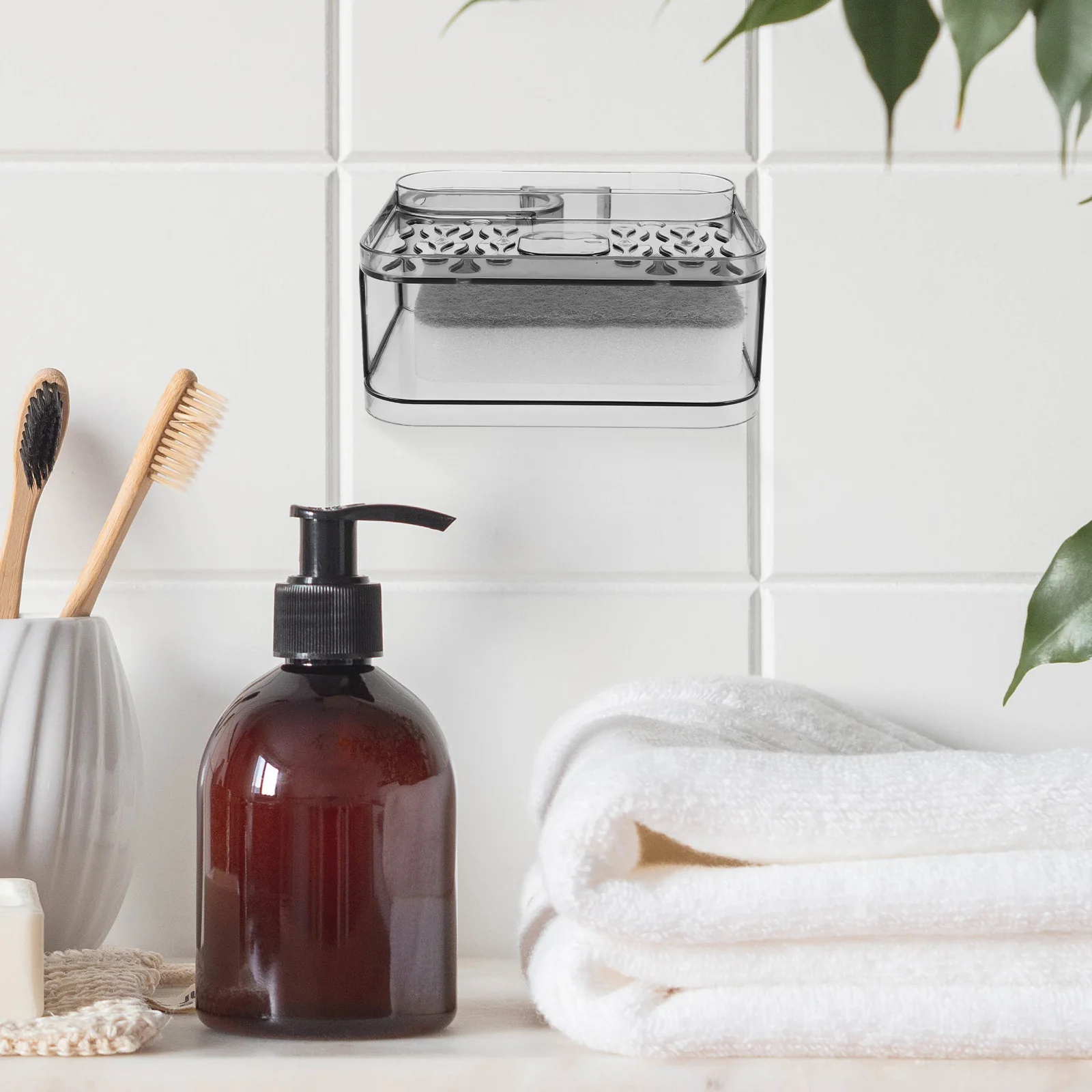 Wall Mounted Soap Dish Black Sponge Holder Kitchen Sink Bathroom Shampoo Bottle Basket Plastic Dual Layer Spacesaving
Wall Mounted Soap Dish Black Sponge Holder Kitchen Sink Bathroom Shampoo Bottle Basket Plastic Dual Layer Spacesaving