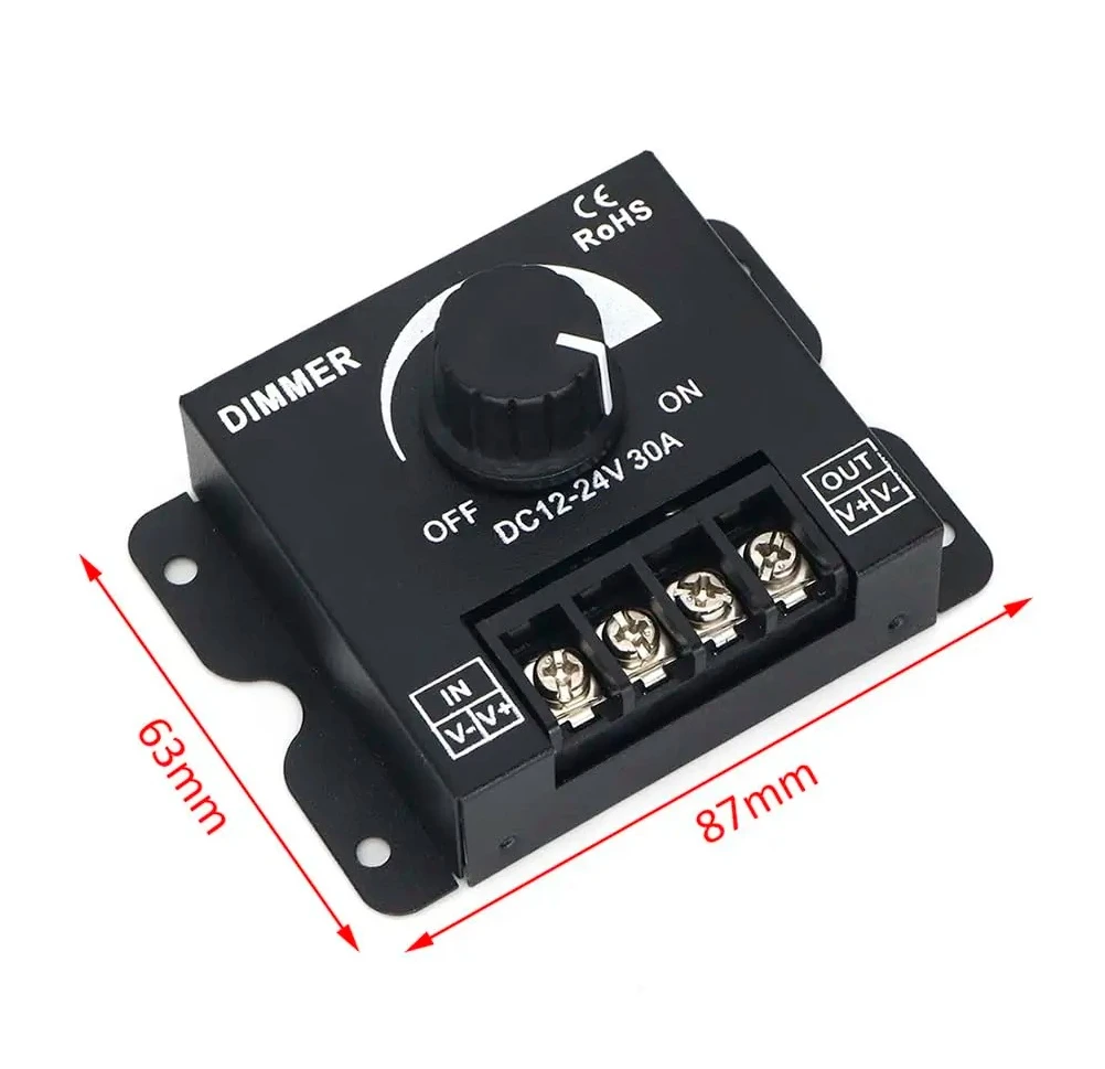 Подходит для светодиодных лент 5050, светодиодный диммер, светодиодный диммер 12–24 В, регулятор напряжения 30 А, 360 Вт, регулируемый контроллер.
Подходит для светодиодных лент 5050, светодиодный диммер, светодиодный диммер 12–24 В, регулятор напряжения 30 А, 360 Вт, регулируемый контроллер.