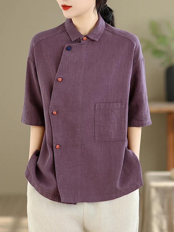 High-End Design Short-Sleeved Chinese Style Shirt Collarless Casual Breathable Summer Women's Fashion Top Button-Up
High-End Design Short-Sleeved Chinese Style Shirt Collarless Casual Breathable Summer Women's Fashion Top Button-Up