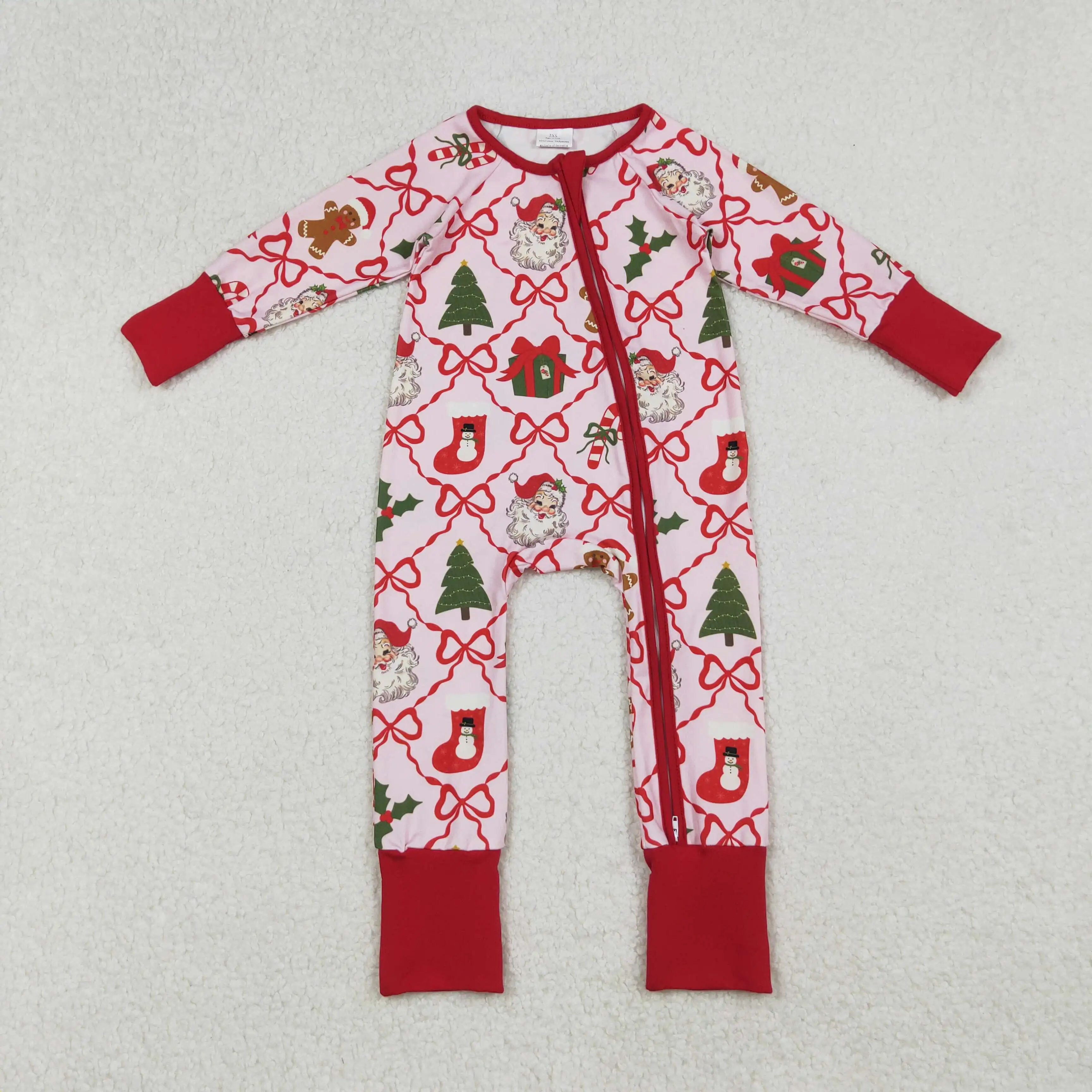 X9.29 New baby boys' romper with Santa Claus bow pattern plaid pink zipper long sleeve onesie 
X9.29 New baby boys' romper with Santa Claus bow pattern plaid pink zipper long sleeve onesie