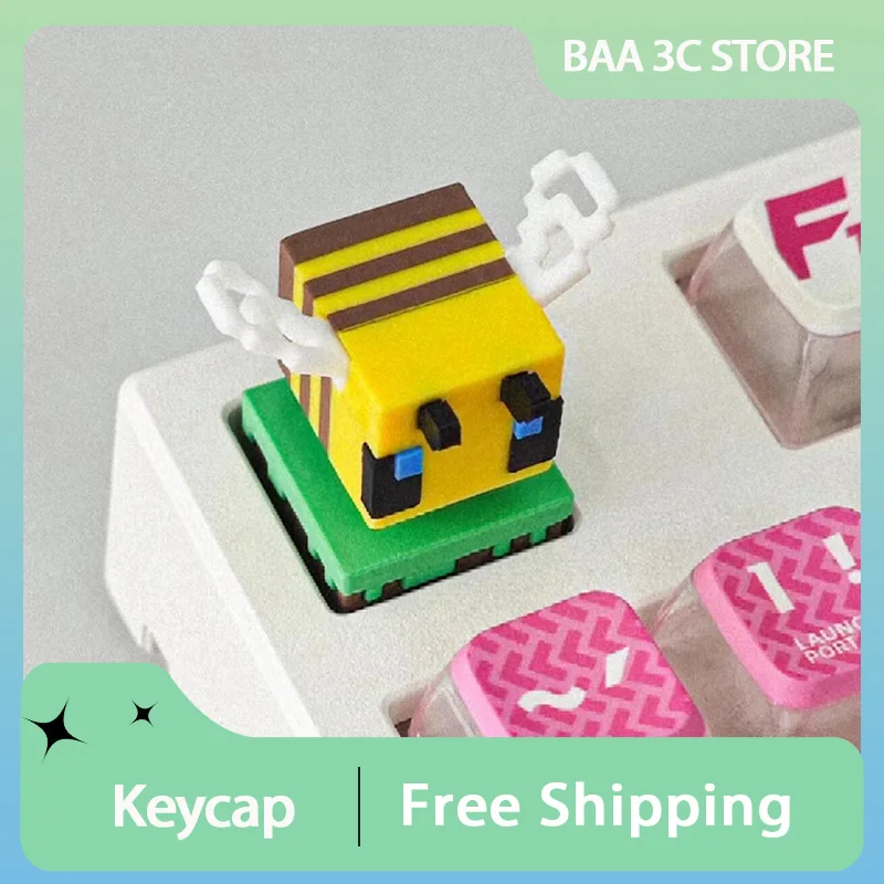 Симпатичные колпачки для клавиш Pixel Bee с подвижными крыльями, 1 шт., колпачки для клавиш, 3D-печать, персонализированные аксессуары для механической клавиатуры по индивидуальному заказу 
Симпатичные колпачки для клавиш Pixel Bee с подвижными крыльями, 1 шт., колпачки для клавиш, 3D-печать, персонализированные аксессуары для механической клавиатуры по индивидуальному заказу