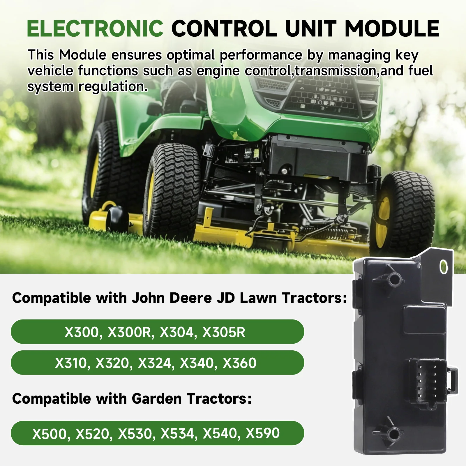 ECU Control Module For John Deere X300R X320 X324 X500 X540 Lawn Garden Tractors Replaces AM141075 AM137667 ABS Plastic Black
ECU Control Module For John Deere X300R X320 X324 X500 X540 Lawn Garden Tractors Replaces AM141075 AM137667 ABS Plastic Black