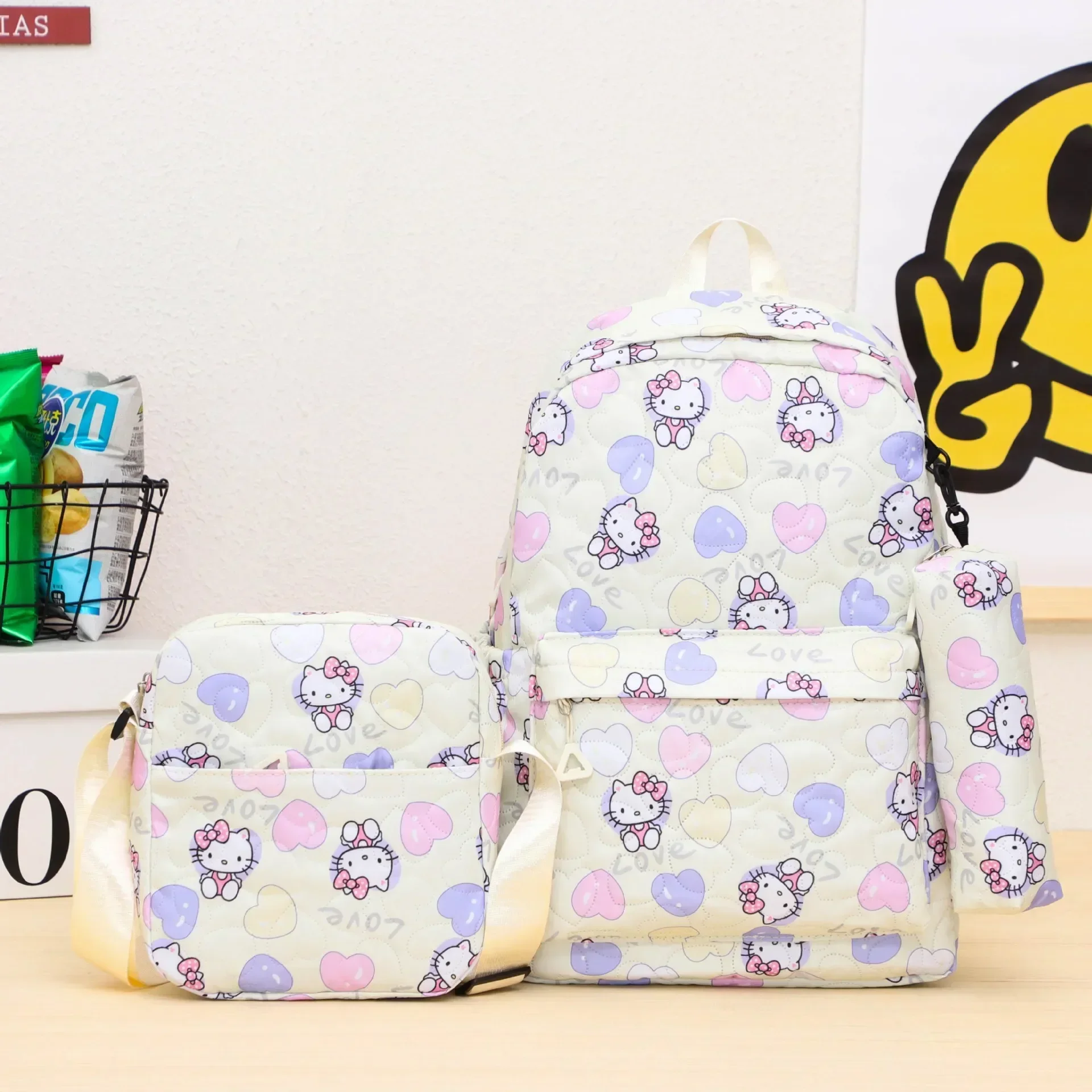 3pcs Sanrio hello kitty Schoolbag new student backpack cartoon cute messenger bag nylon cross-body shoulder bag handbag
3pcs Sanrio hello kitty Schoolbag new student backpack cartoon cute messenger bag nylon cross-body shoulder bag handbag