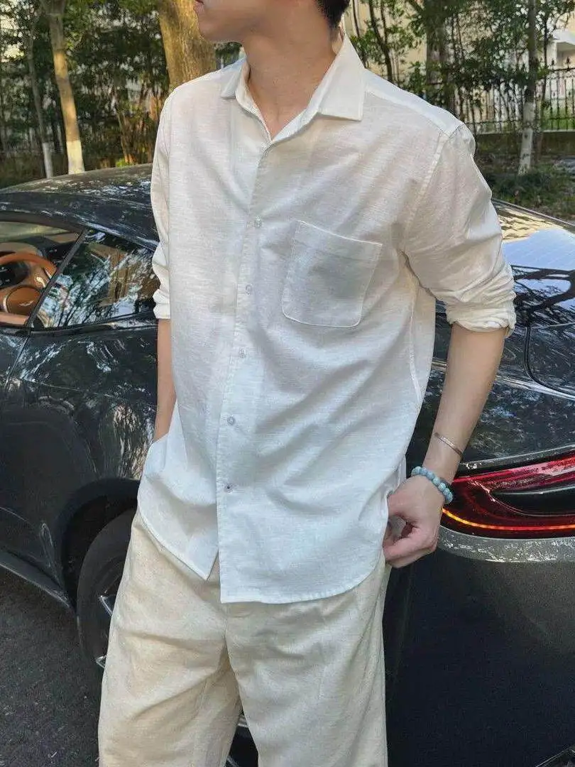 Summer 2025 Men's Loose Fit Long Sleeve Pure Linen Shirt Luxury Bottoming Shirt Classic Collar Citywalk Casual Inner Wear
Summer 2025 Men's Loose Fit Long Sleeve Pure Linen Shirt Luxury Bottoming Shirt Classic Collar Citywalk Casual Inner Wear