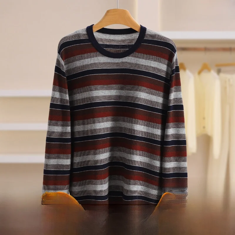 Повседневный полосатый вязаный свитер с цветовыми блоками, универсальный женский модный свитер с круглым вырезом и длинными рукавами для зимы
Повседневный полосатый вязаный свитер с цветовыми блоками, универсальный женский модный свитер с круглым вырезом и длинными рукавами для зимы