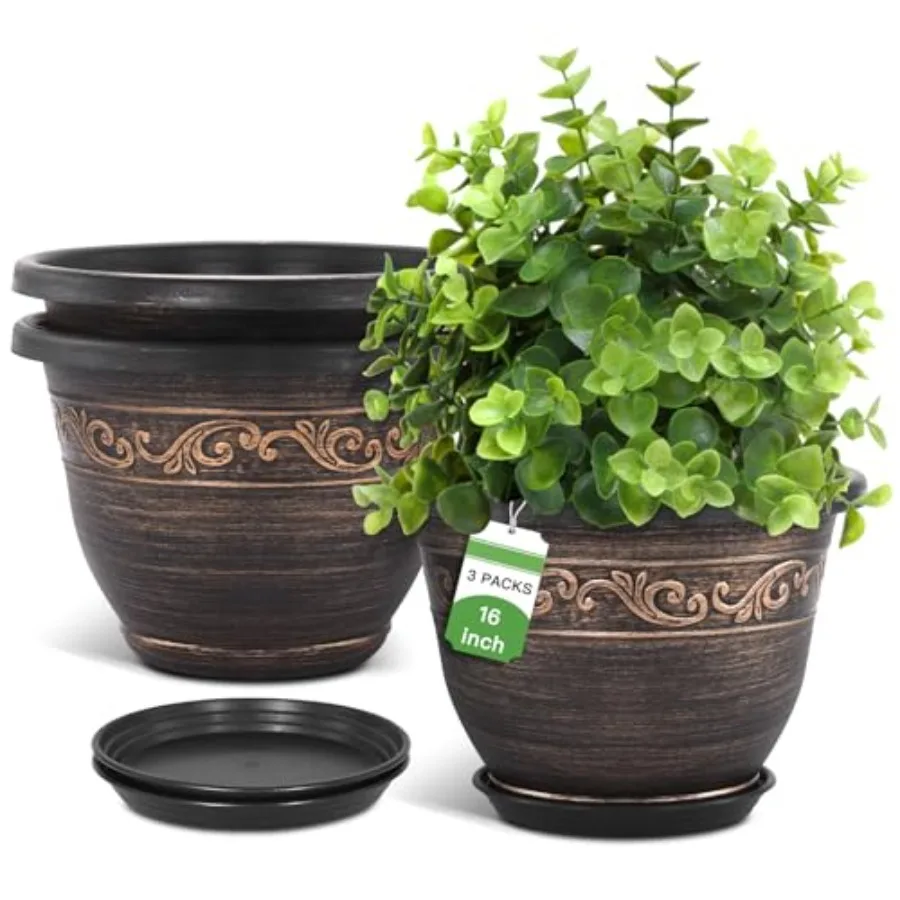 Кашпо для цветов Plac-Plant-Flower-Planters-6 с дренажным отверстием и поддоном, 3 шт., легкие, маленькие, из полимерной смолы, для дома и улицы, в стиле ретро-антик
Кашпо для цветов Plac-Plant-Flower-Planters-6 с дренажным отверстием и поддоном, 3 шт., легкие, маленькие, из полимерной смолы, для дома и улицы, в стиле ретро-антик