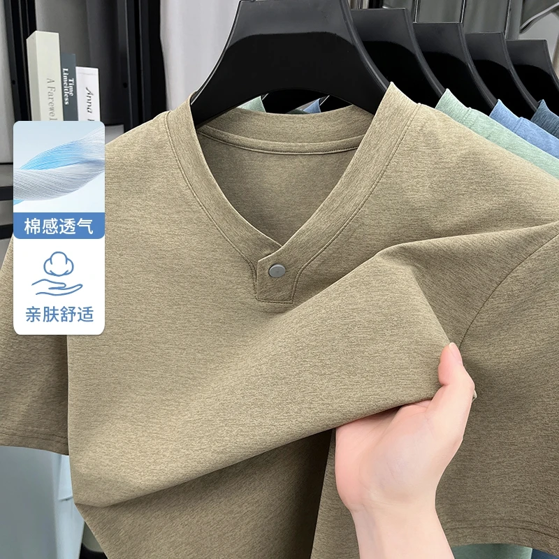 Summer New Men's Short Sleeved T-shirt V-neck Loose Solid Color Thin Cut Chicken Heart Collar Half Sleeved T-shirt
Summer New Men's Short Sleeved T-shirt V-neck Loose Solid Color Thin Cut Chicken Heart Collar Half Sleeved T-shirt