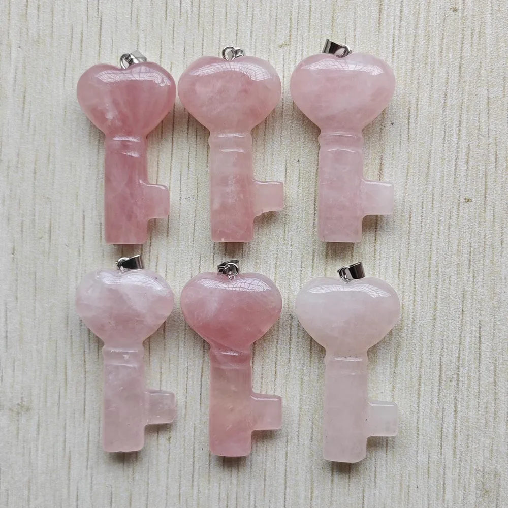 New Fashion Rose Quartz Natural Stone heart and key pendants for jewellery making supplies 6pcs/lot Wholesale free shipping
New Fashion Rose Quartz Natural Stone heart and key pendants for jewellery making supplies 6pcs/lot Wholesale free shipping
