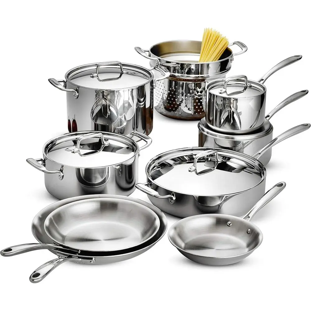 14-Piece Stainless Steel Tri-Ply Clad Cookware Set, Crafted in China
14-Piece Stainless Steel Tri-Ply Clad Cookware Set, Crafted in China