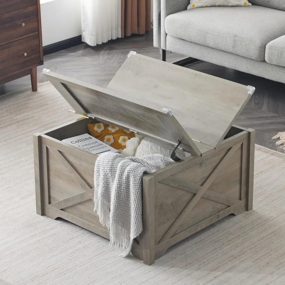 Square Coffee Table with Storage, Farmhouse Rustic Gray Coffee Tables for Living Room, Wood Center Table with Hinged Lifting
Square Coffee Table with Storage, Farmhouse Rustic Gray Coffee Tables for Living Room, Wood Center Table with Hinged Lifting