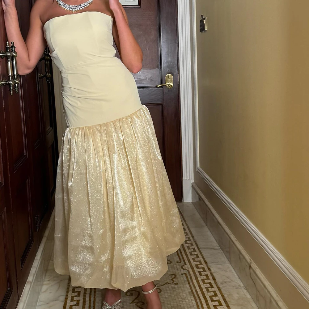 Temperament Pleats Ankle Length Strapless Evening Dresses Graceful Mermaid Organza Pleats Party Gowns فساتين سهره نسائيه فخمة
Temperament Pleats Ankle Length Strapless Evening Dresses Graceful Mermaid Organza Pleats Party Gowns فساتين سهره نسائيه فخمة