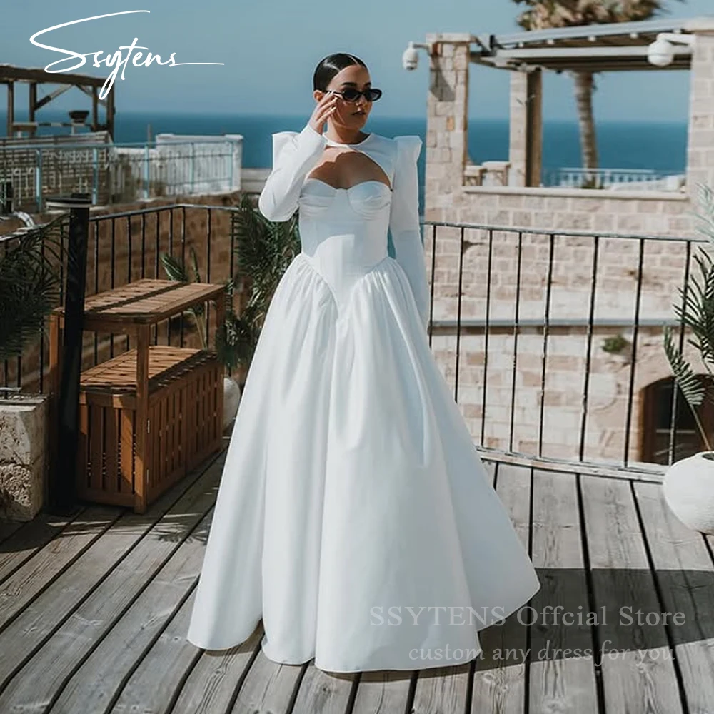 SSYTENS Satin Wedding Dresses Floor Length Vestidos De Novia Long Sleeves Lace Up Back Robes De Mariée Grande Taille Customized
SSYTENS Satin Wedding Dresses Floor Length Vestidos De Novia Long Sleeves Lace Up Back Robes De Mariée Grande Taille Customized