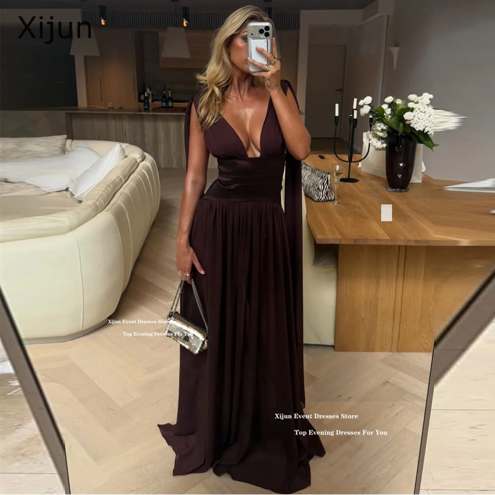 Xijun Elegant Brown Chiffon Evening Dresses V-Neck Cape Sleeves A-Line Prom Dresses Formal Occasion Prom Gowns Women Customized
Xijun Elegant Brown Chiffon Evening Dresses V-Neck Cape Sleeves A-Line Prom Dresses Formal Occasion Prom Gowns Women Customized