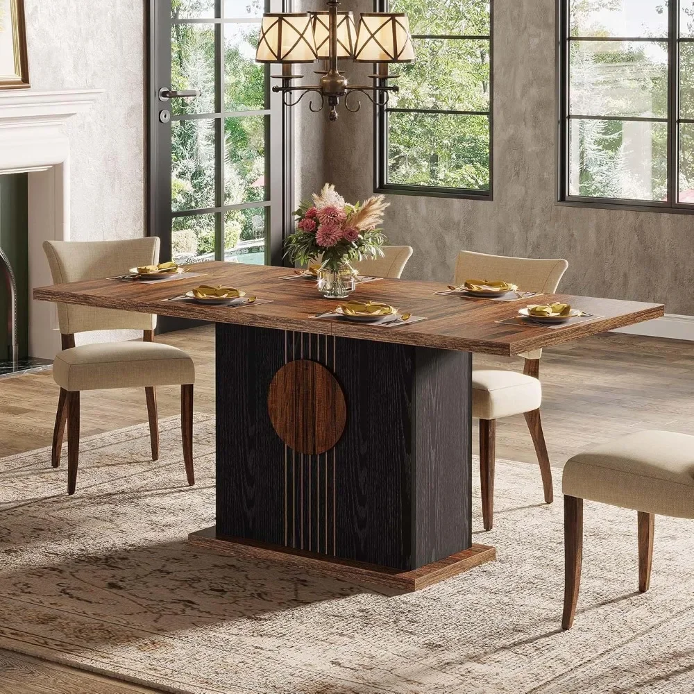 55" Rectangular Dining Table for 4 to 6 People, Farmhouse Wood Dinner Table for Kitchen, Dining Room & Living Room
55" Rectangular Dining Table for 4 to 6 People, Farmhouse Wood Dinner Table for Kitchen, Dining Room & Living Room