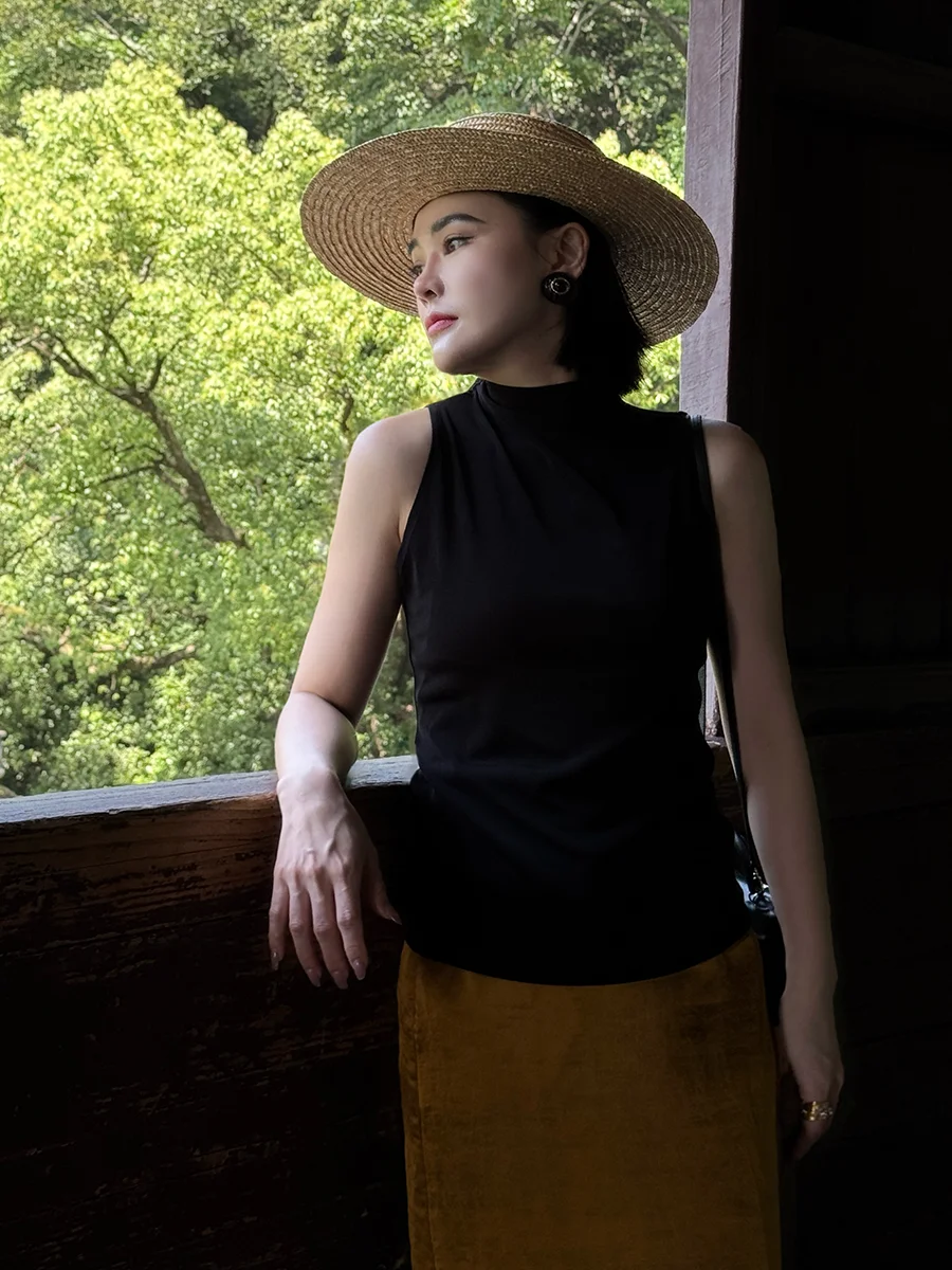 Classic Yuan ling Cardi T-irt High Collar Slim Fit Svel Pure Color Faionable Ele Women's Vest Top
Classic Yuan ling Cardi T-irt High Collar Slim Fit Svel Pure Color Faionable Ele Women's Vest Top