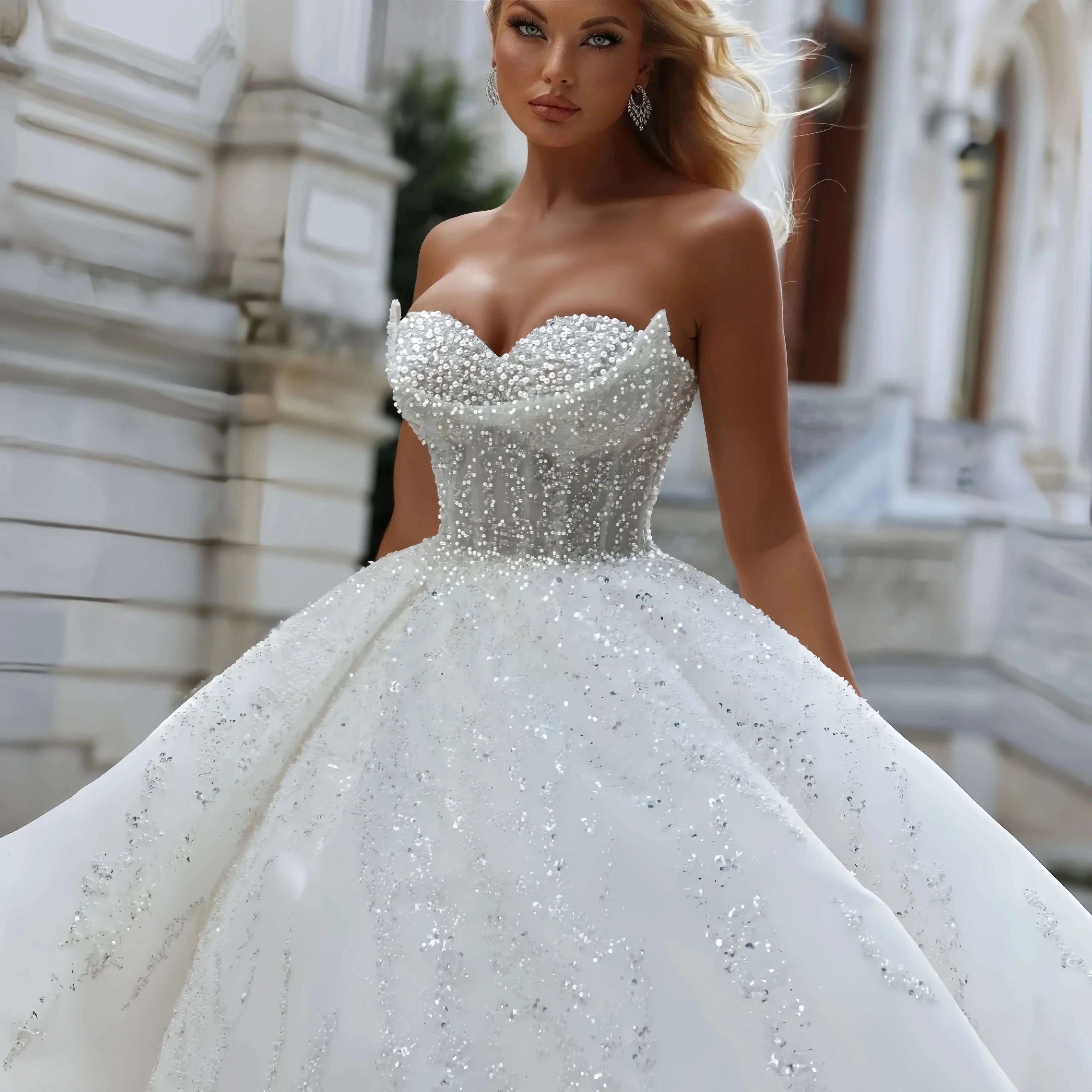 Sparkly Sequins Pearls Wedding Dresses 2026 Sweetheart Beads Puffy Bride Dress Bridal Gowns Arabic Dubai Vestidos De Novia
Sparkly Sequins Pearls Wedding Dresses 2026 Sweetheart Beads Puffy Bride Dress Bridal Gowns Arabic Dubai Vestidos De Novia