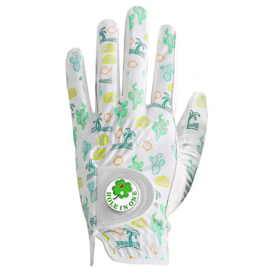Single Left Hand Golf Glove Stylish Palm Tree Pattern Breathable Soft Fabric Wear Resistant Practical Grip Accessory Equipped With Ball Marker Perfect Outdoor Sports Gear For Right Handed Golfers Daily Course Training And Playing Use
Single Left Hand Golf Glove Stylish Palm Tree Pattern Breathable Soft Fabric Wear Resistant Practical Grip Accessory Equipped With Ball Marker Perfect Outdoor Sports Gear For Right Handed Golfers Daily Course Training And Playing Use