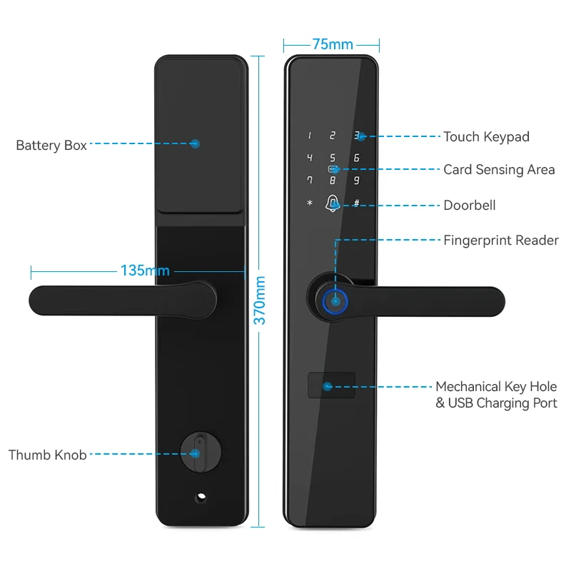 Tuya WIFI Fingerprint Hand Lock TTLOCK Smart Home Door Lock Wooden Door Biometric Fingerprint Lock
Tuya WIFI Fingerprint Hand Lock TTLOCK Smart Home Door Lock Wooden Door Biometric Fingerprint Lock