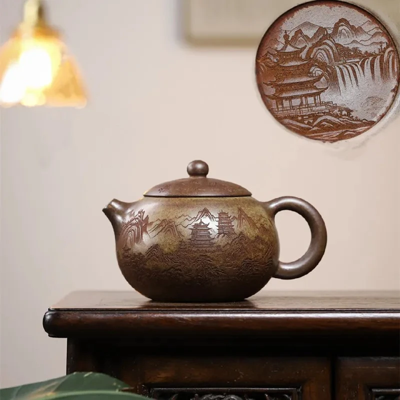 Chinese Yixing Purple Clay Teapot Handmade Landscape Tea Pot Beauty Tea Infuser Kettle Household Raw Ore Zisha Tea Set 420ml
Chinese Yixing Purple Clay Teapot Handmade Landscape Tea Pot Beauty Tea Infuser Kettle Household Raw Ore Zisha Tea Set 420ml