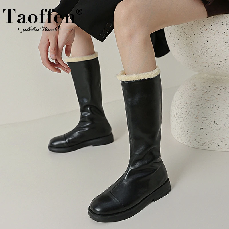Taoffen Women Knee Boots 2023 Real Leather Plush Warm Winter Shoes For Woman Fashion Daily Long Boots Female Footwear Size 34-39
Taoffen Women Knee Boots 2023 Real Leather Plush Warm Winter Shoes For Woman Fashion Daily Long Boots Female Footwear Size 34-39