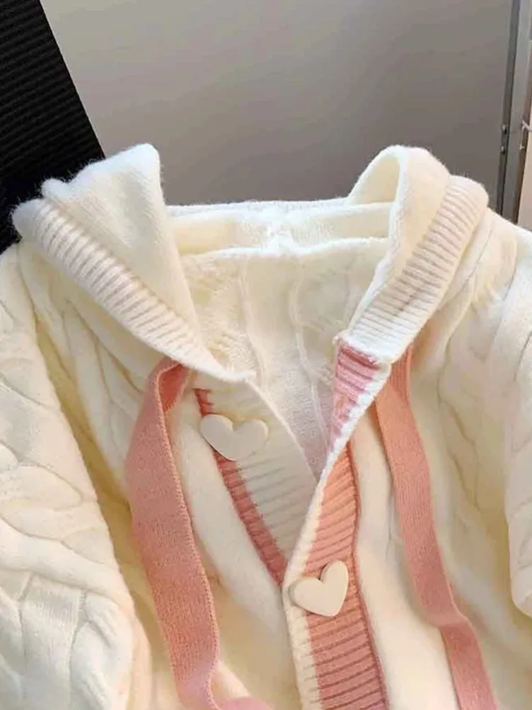 New Cute Sweet Cardigan Sweaters Women Lazy Wind White Knitted Coats Long Sleeve Loose Female Japan Kawaii Elegant Hooded Tops
New Cute Sweet Cardigan Sweaters Women Lazy Wind White Knitted Coats Long Sleeve Loose Female Japan Kawaii Elegant Hooded Tops