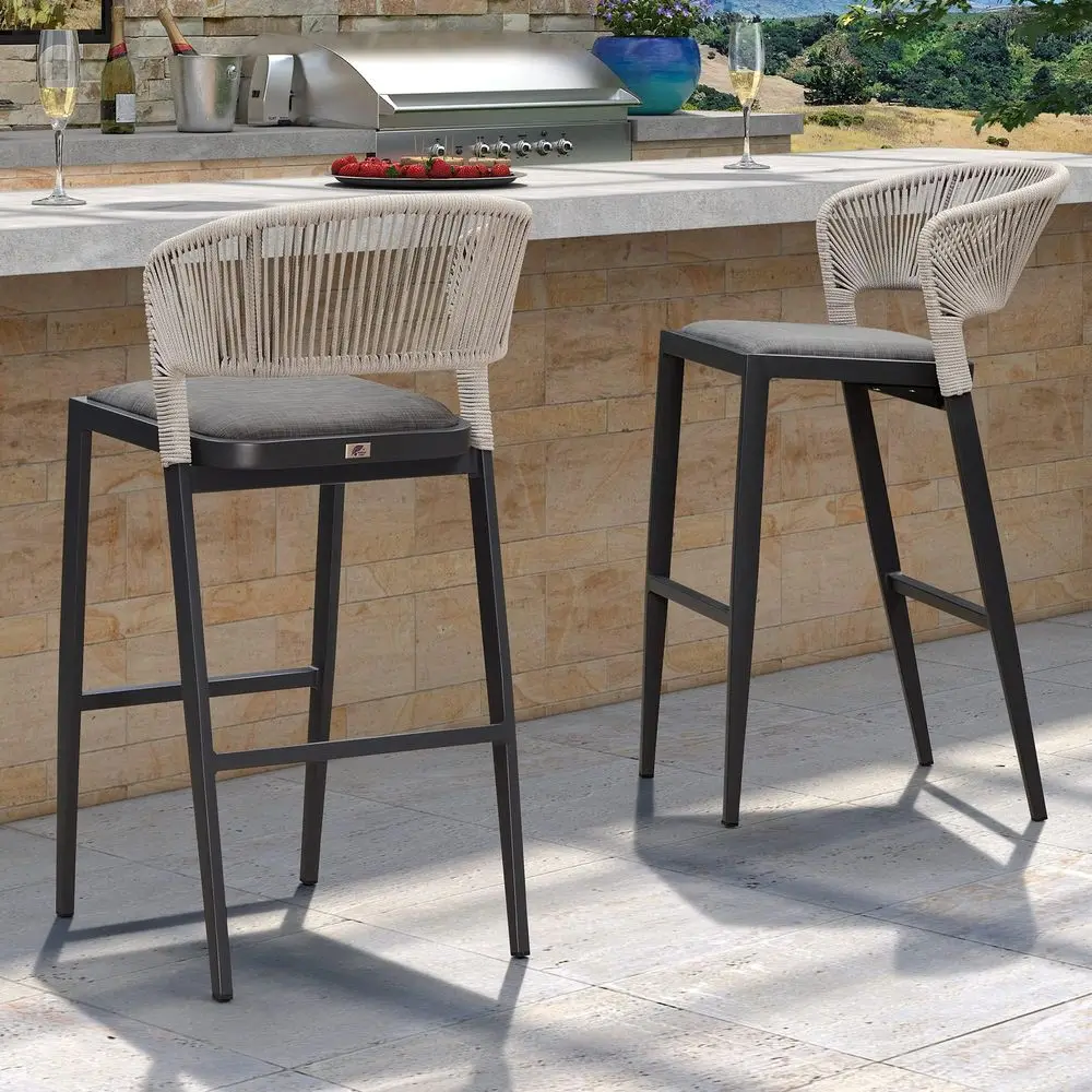 Bar Stool Set of 2 Outdoor Rattan Bar Chair with Back Metal Bar Height Stool Wicker Barstool Dark Grey
Bar Stool Set of 2 Outdoor Rattan Bar Chair with Back Metal Bar Height Stool Wicker Barstool Dark Grey