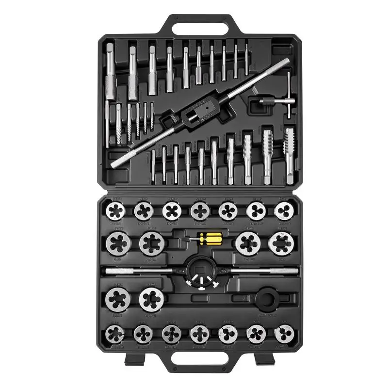 Free Shipping-Tap and Die Set, 51-Piece Metric Sizes M6 to M24, with Coarse and Fine Thread Taps and Dies, Wrench, Carrying Case and Complete Accessories, Bearing Steel, for Threading and Rethreading Threads
Free Shipping-Tap and Die Set, 51-Piece Metric Sizes M6 to M24, with Coarse and Fine Thread Taps and Dies, Wrench, Carrying Case and Complete Accessories, Bearing Steel, for Threading and Rethreading Threads