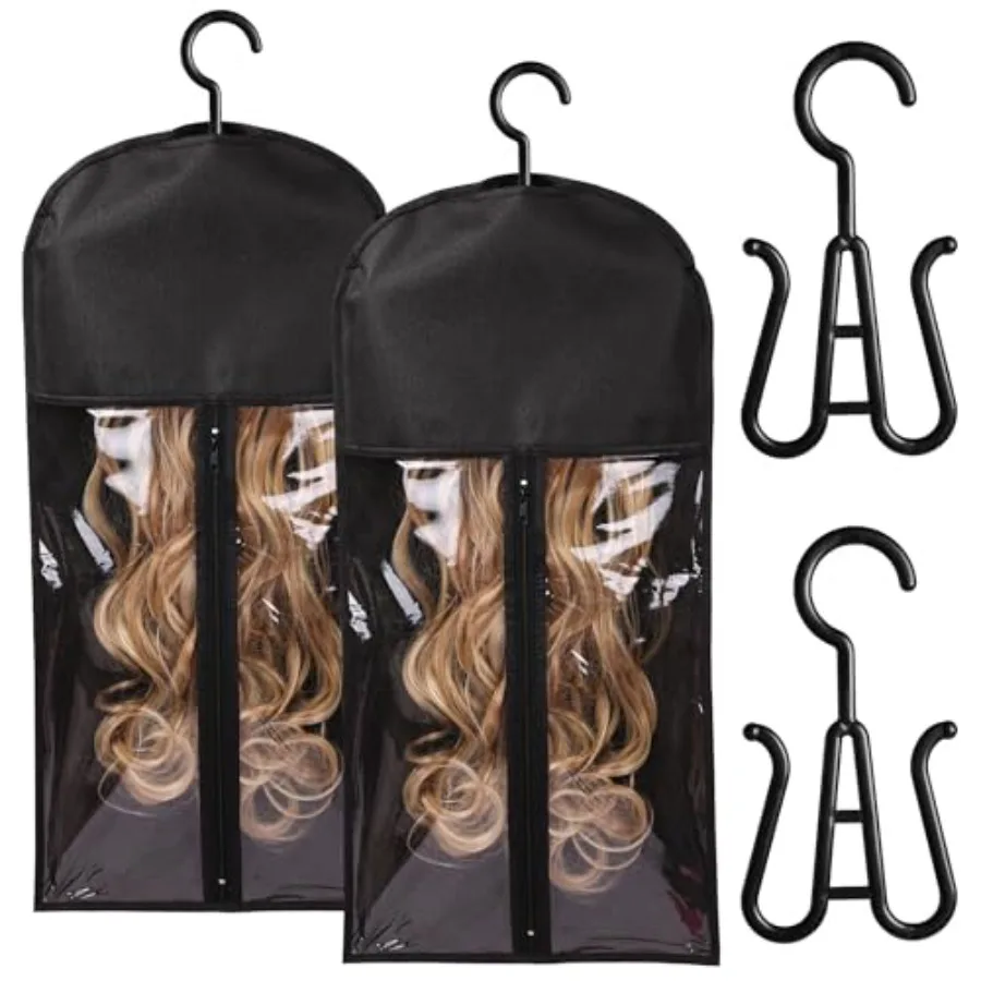 2PCS Hair Extension Holder Wig Stand Organizer - Hanger Bag for Multiple Wigs, Plastic, Black, Space-Saving Portable Design
2PCS Hair Extension Holder Wig Stand Organizer - Hanger Bag for Multiple Wigs, Plastic, Black, Space-Saving Portable Design