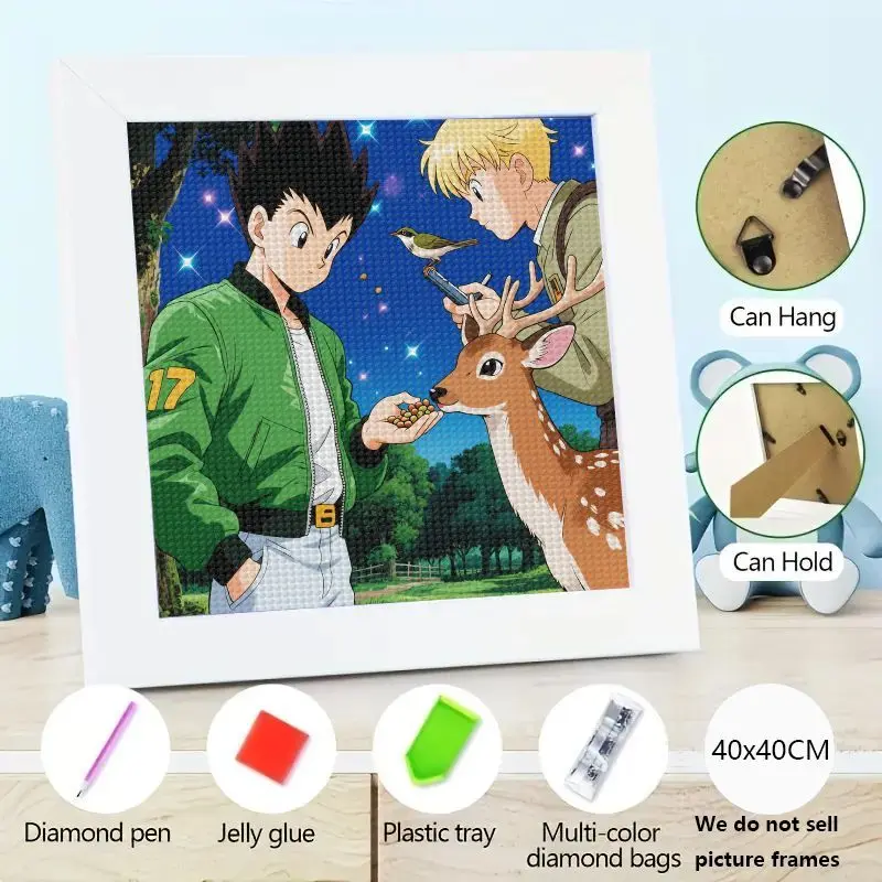 1 шт. DIY 5D Полный дрель Квадратный алмазный набор для рисования, Hunter x Hunter Gon Freecss & Killua Zoldyck Кормление оленя и птицы Аниме Стена A 
1 шт. DIY 5D Полный дрель Квадратный алмазный набор для рисования, Hunter x Hunter Gon Freecss & Killua Zoldyck Кормление оленя и птицы Аниме Стена A