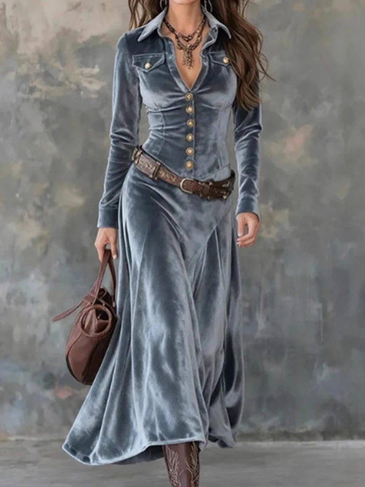 Solid Patchwork Retro Holiday Maxi Dress Women Spring Long Sleeve Chic Party Dress 2026 Turn Down Collar Ladies Button Dresses
Solid Patchwork Retro Holiday Maxi Dress Women Spring Long Sleeve Chic Party Dress 2026 Turn Down Collar Ladies Button Dresses