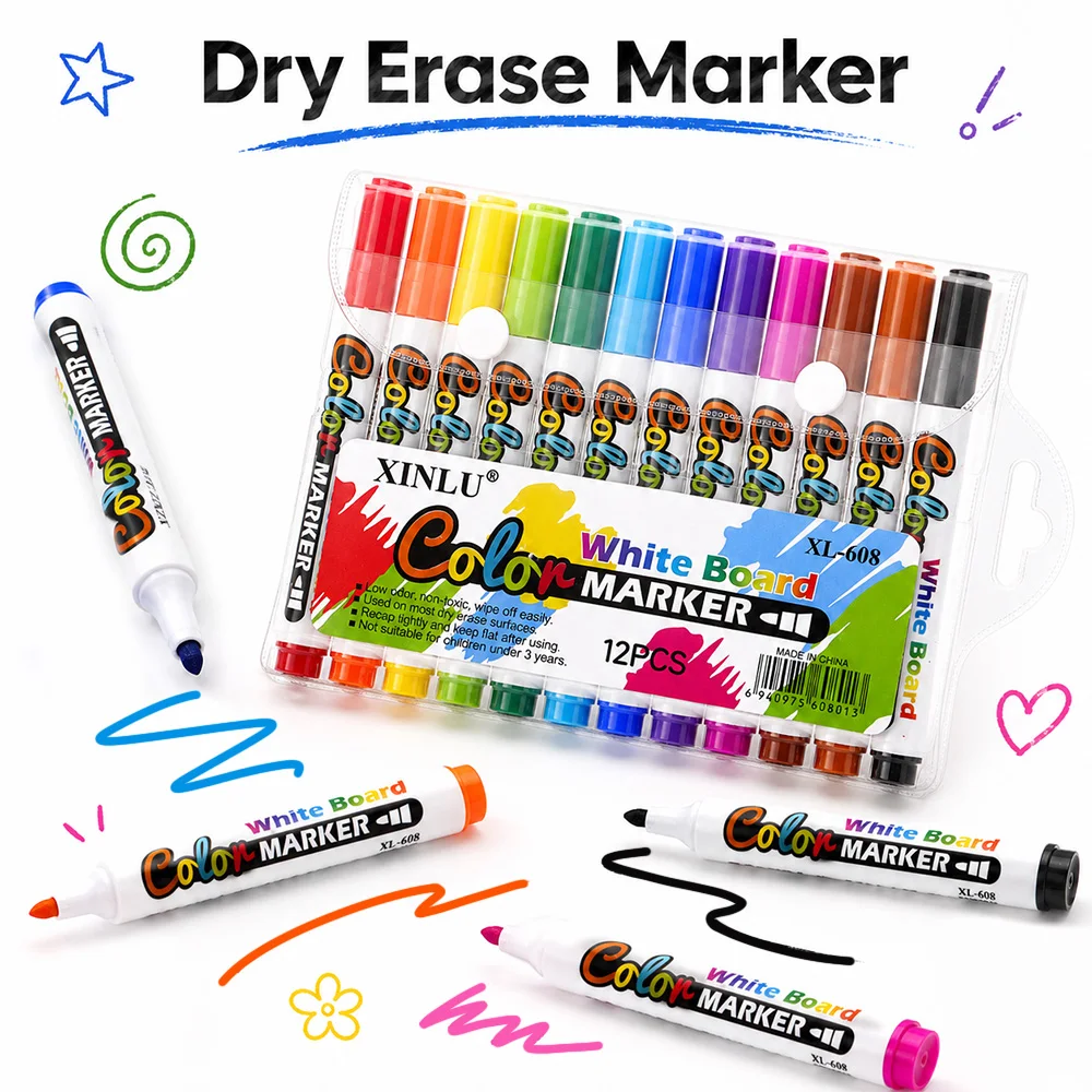 12Colors Erase Whiteboard Pen Markers Bullet Tip Low Odor Easy Wipe DIY Graffiti Art Creation Office School Stationery Supplies
12Colors Erase Whiteboard Pen Markers Bullet Tip Low Odor Easy Wipe DIY Graffiti Art Creation Office School Stationery Supplies