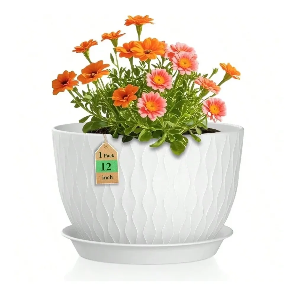 Inch Large Plant Pots Indoor Or Outdoor Plants, Wide Flower Pots With Drainage Holes Saucer, Plastic Planters Set Garden Home D
Inch Large Plant Pots Indoor Or Outdoor Plants, Wide Flower Pots With Drainage Holes Saucer, Plastic Planters Set Garden Home D