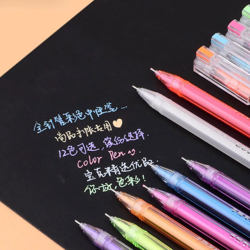 12pc Multicolour Ball point gel Pen 0.6mm high Light color waterproof Needle ink pens Stationery Student Office school supplies
12pc Multicolour Ball point gel Pen 0.6mm high Light color waterproof Needle ink pens Stationery Student Office school supplies
