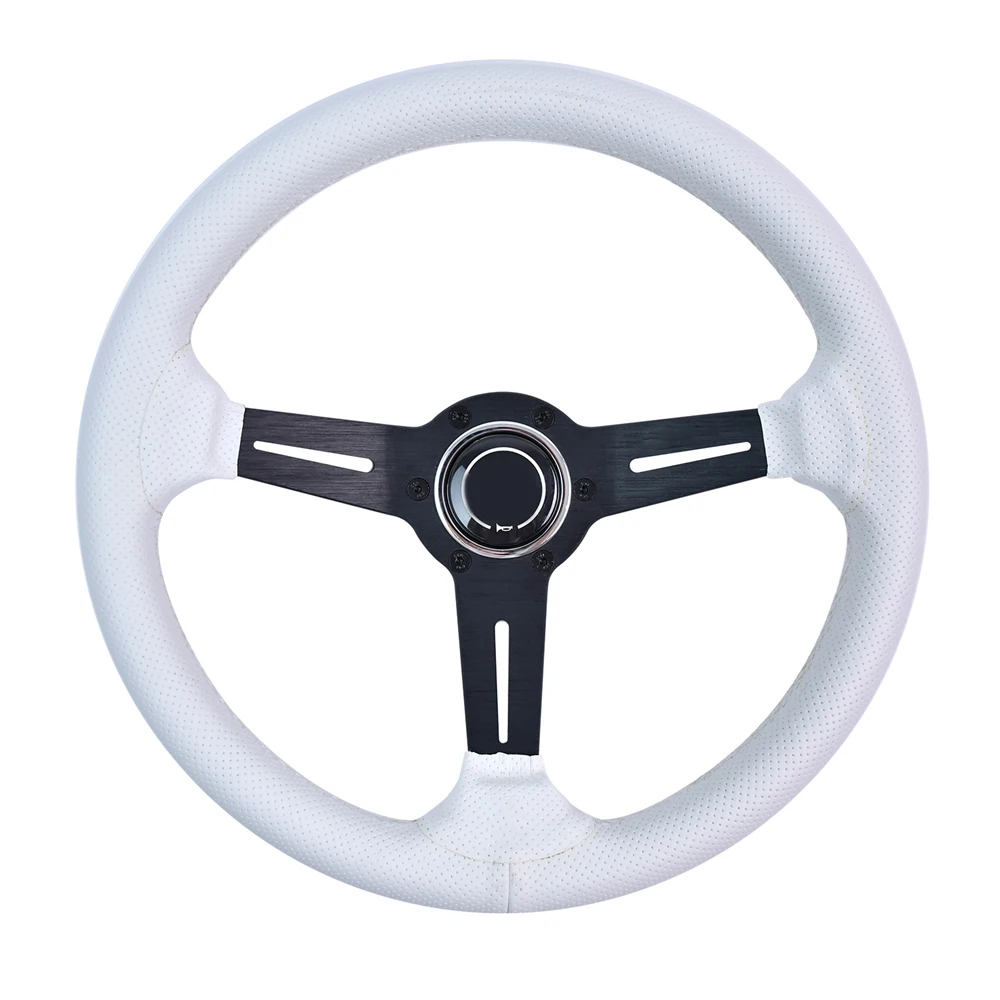 JDM 3 Spokes White Microfiber Perforated Leather Steering Wheel PCD 70MM Deep Concave Sport Steering Wheel for Racing Game
JDM 3 Spokes White Microfiber Perforated Leather Steering Wheel PCD 70MM Deep Concave Sport Steering Wheel for Racing Game