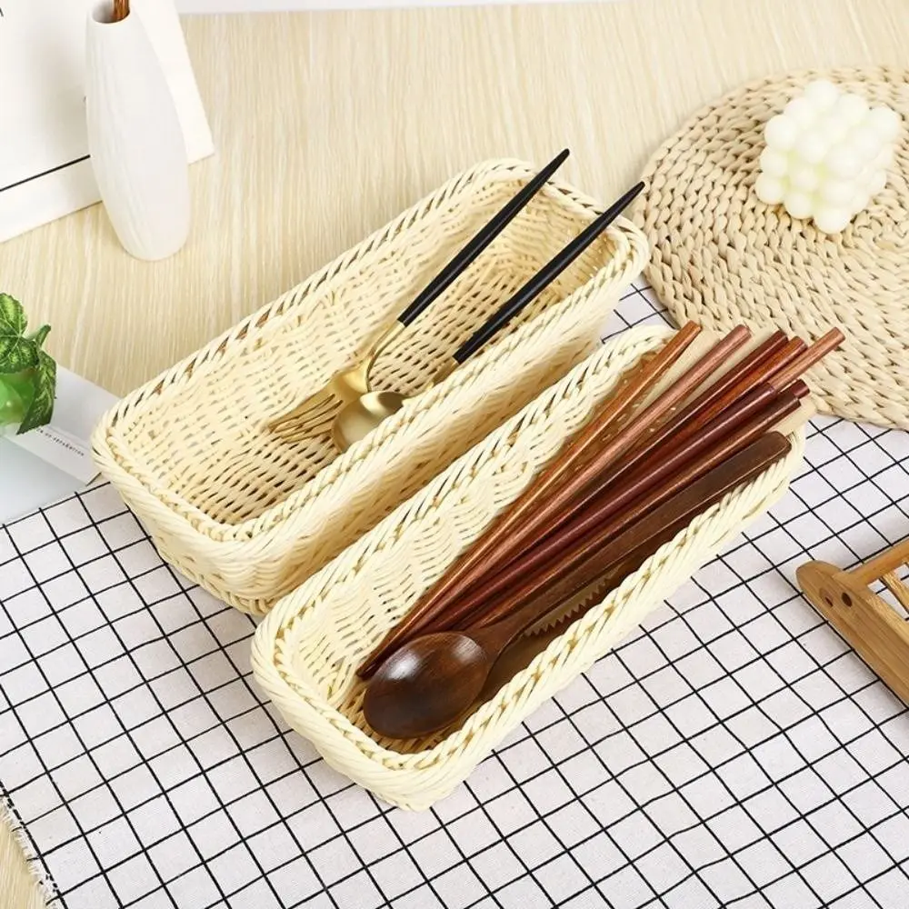 Rectangular Imitation Rattan Storage Basket Simple Portable Tableware Storage Container Save Space Household
Rectangular Imitation Rattan Storage Basket Simple Portable Tableware Storage Container Save Space Household