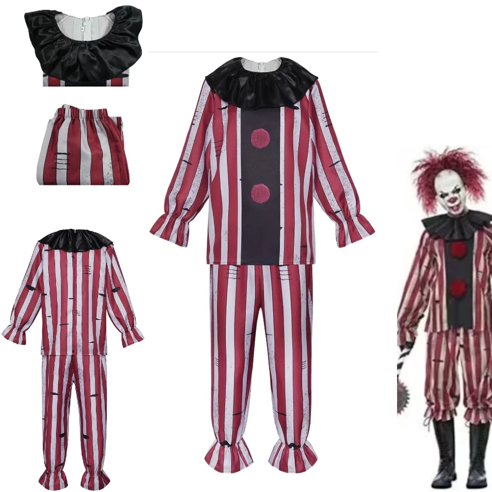 Halloween Nightmare Clown Cosplay Top Pants Scary Evil Character Costume Unisex Adult Masquerade Party Stage Role Play Outfit
Halloween Nightmare Clown Cosplay Top Pants Scary Evil Character Costume Unisex Adult Masquerade Party Stage Role Play Outfit