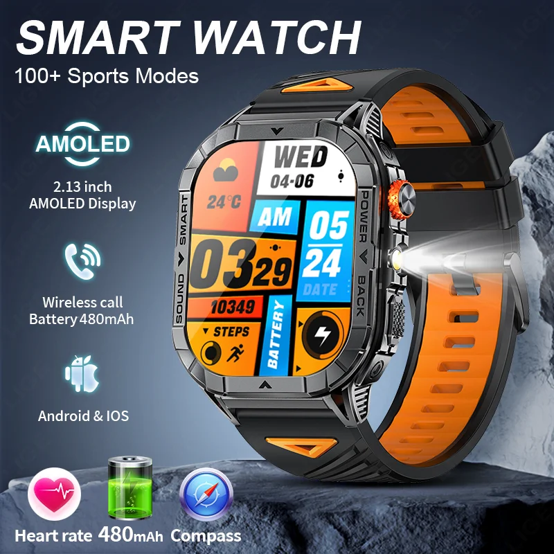 LIGE 2025 New 2.13" Ultra HD Flashlight Bluetooth Call Smart Watch Men Compass 480mAh Battery Waterproof Watches For Android iOS
LIGE 2025 New 2.13" Ultra HD Flashlight Bluetooth Call Smart Watch Men Compass 480mAh Battery Waterproof Watches For Android iOS